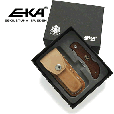 EKA - Swede 8 Wood with 8cm Locking Blade with Leather Sheath Gift Boxed