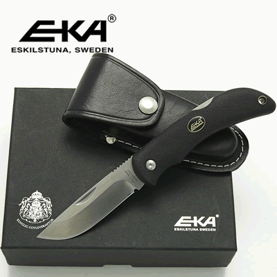 EKA - Swede 10 Black with 10cm Locking Blade with Leather Sheath Gift Boxed