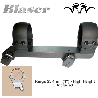 Blaser - Saddle Scope Mount Quick Detach - Ring Mount c/w 25.4mm (1"),  High Rings