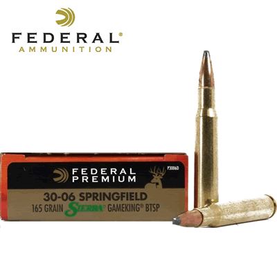 Federal - .30-06 Springfield Premium Vital-Shock 165gr Sierra GameKing BTSP Rifle Ammunition