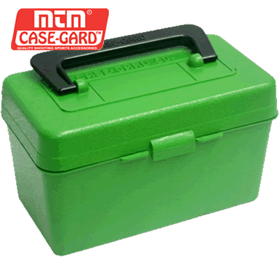 MTM Case Gard - H50-RS Delux Ammo Box 50 Round with Handle (Green)