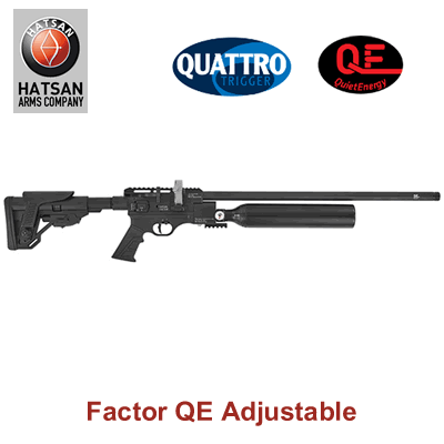 Hatsan Factor QE Adjustable - Black PCP .22 Air Rifle 25" Barrel .