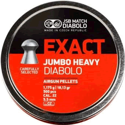 JSB - Diabolo Exact Jumbo Heavy Pellets .22 5.52mm (Tin of 500)