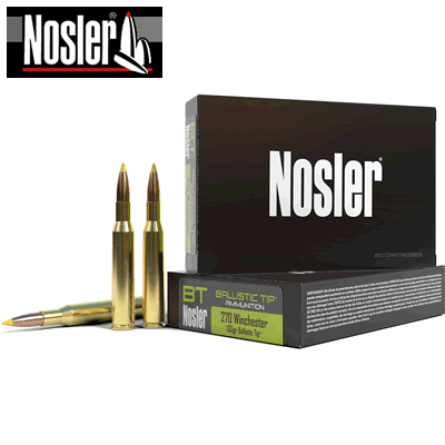 Nosler - .270 Winchester 130gr Ballistic Tip Hunting Spitzer Rifle Ammunition
