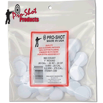 Pro Shot - .22 - .270  Cal Round Flannel Patches (Pack of 300)