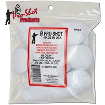 Pro Shot - 6mm-.30 Cal Round Flannel Patches (Pack of 300)