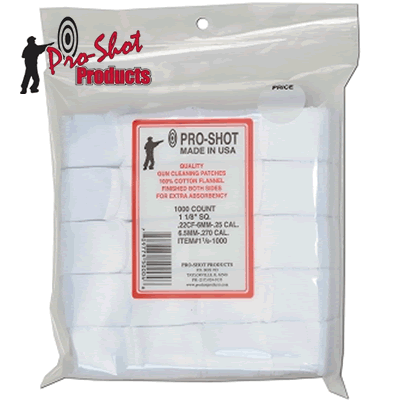 Pro Shot - .22 - .270  Cal Square Flannel Patches (Pack of 1000)