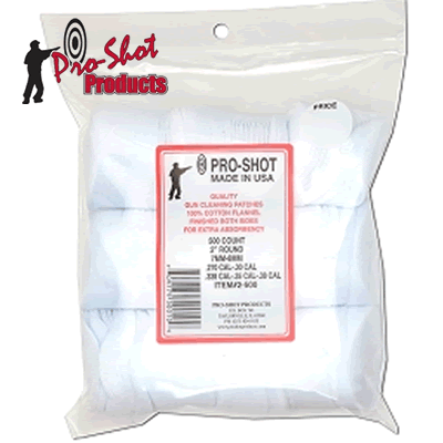 Pro Shot - 2" Round Flannel Patches .270 - .38 (Pack of 250)