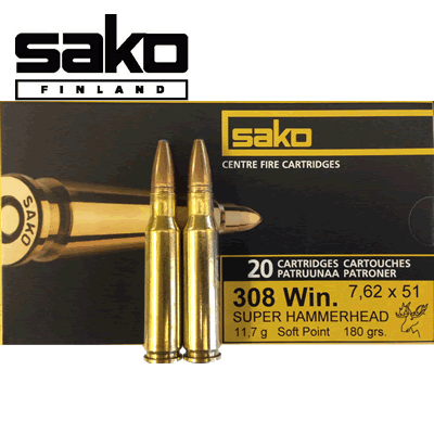 Sako - .308 Win 236A Super Hammerhead - Wild Boar 180gr Rifle Ammunition