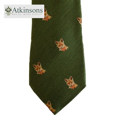 Atkinsons - Wool Tie - Fox Head on Green