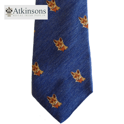 Atkinsons - Wool Tie - Fox Head on Blue