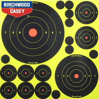 Birchwood Casey - Shoot-N-C Variety 1", 2", 3", 5.5" & 8" Bulls-Eye 5 Sheet Pack