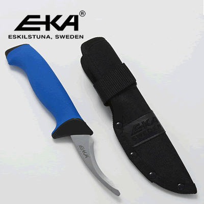 EKA - R8P Blue Gut opener knife from EKA Butcher Set, cordura sheath