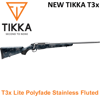 Tikka T3x Lite Polyfade Stainless Fluted Bolt Action 6.5 PRC Rifle 24.3" Barrel .
