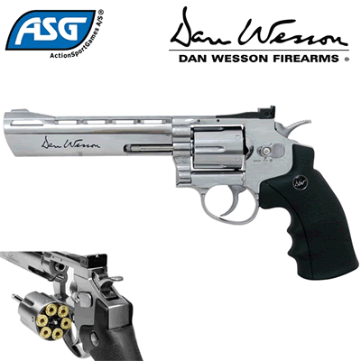 ASG Dan Wesson 6" Silver BB Co2 .177 BB Air Pistol 6" Barrel 5707843039284