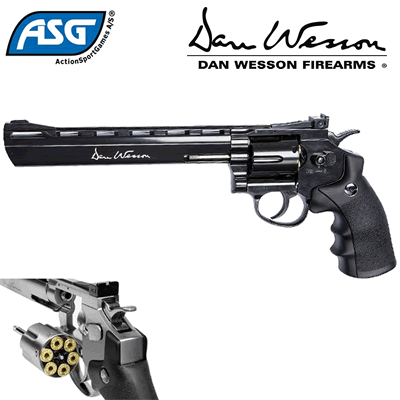 ASG Dan Wesson 8" Black Co2 .177 Air Pistol 8" Barrel 5707843055178
