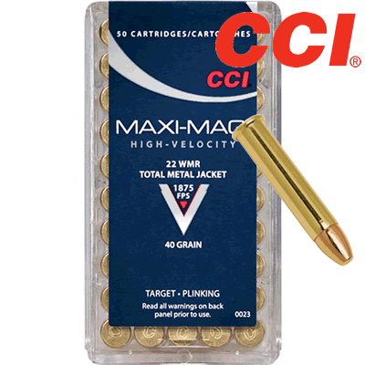 CCI - .22 WMR HS Maxi Mag Copper Solid 40gr Rifle Ammunition