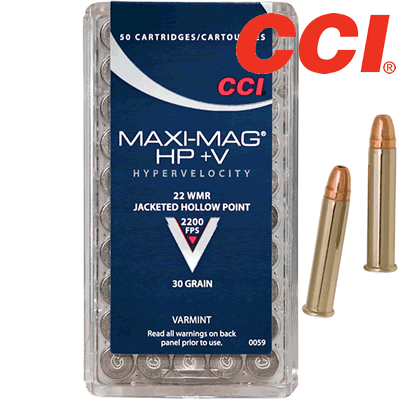 CCI - .22 WMR Maxi Mag + V Copper HP 30gr Rifle Ammunition