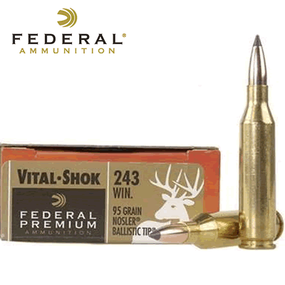 Federal - .243 Win Premium Vital-Shock 95gr Nosler Rifle Ammunition