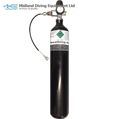 Midland Diving Equipment - 3L 300 Bar Cylinder including Jubilee Valve, Gauge, Bleed and DIN Hose