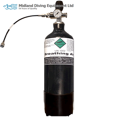 Midland Diving Equipment - 4L 300 Bar Cylinder including Jubilee Valve, Gauge, Bleed and DIN Hose