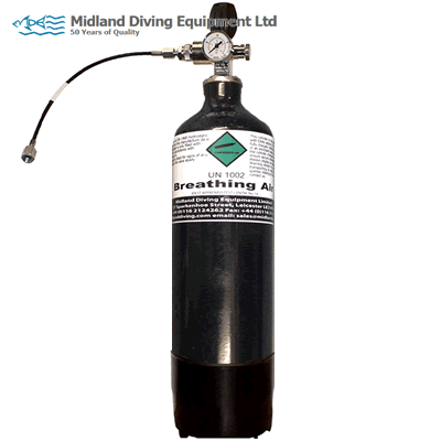 Midland Diving Equipment - 5L 300 Bar Cylinder including Jubilee Valve, Gauge, Bleed and DIN Hose