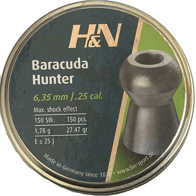 H&N - Baracuda Hunter .25 Pellets (Tin of 150)