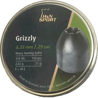 H&N - Grizzly .25 Pellets (Tin of 150)