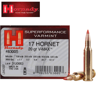 Hornady - .17 Hornet Superformance Varmint 20gr V-Max Rifle Ammunition