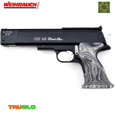 Weihrauch HW45 Black Star Over Lever .22 Air Pistol 6 3/4" Barrel 4042406118053
