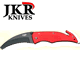 JKR - Folding Rescue Knife With Red Aluminium Handle - 8.5cm Blade