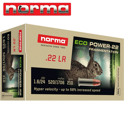 Norma - .22LR 24gr Eco Power JHP Lead Free Rifle Ammunition
