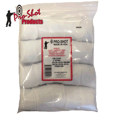 Pro Shot - .270 - .38  Cal Round Flannel Patches (Pack of 1000)