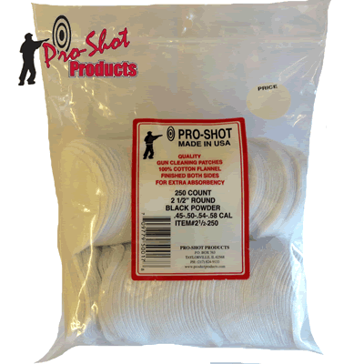 Pro Shot - .45 - .58  Cal Round Flannel Patches (Pack of 250)
