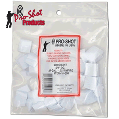 Pro Shot - 3/4" Rimfire Square Flannel Patches .177 - .22 Cal (Pack of 500)