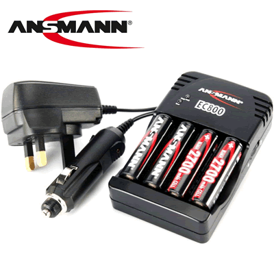 Ansmann - Global Line EC800 Intelligent Charger set including 4 x 2700mAh NiMH batteries.