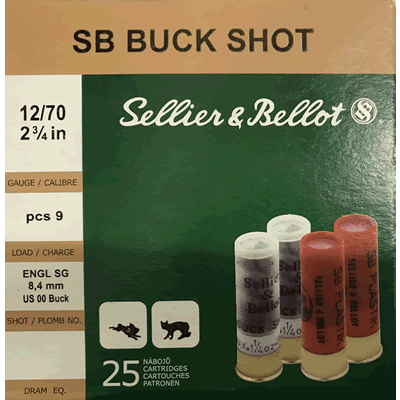 Sellier & Bellot - Buck Shot - 12ga-00 Buck/32g - Plastic (Box of 25/250)