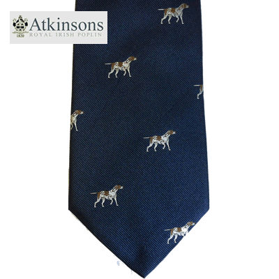 Atkinsons - Silk Tie - Standing Pointer on Blue