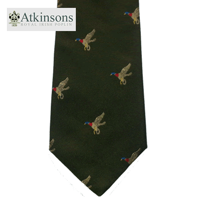 Atkinsons - Silk Tie - Crossing Duck on Green
